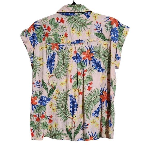 Style&Co Floral Button Up Short Sleeve Shirt Multicolor Spring Medium Top Pocket - Picture 6 of 11